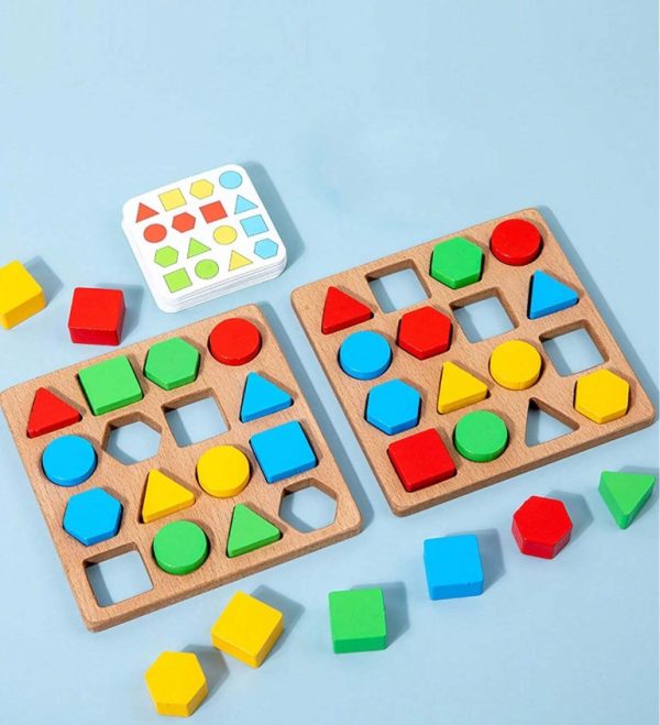 Wooden Geometric Shape & Color Matching Game - Image 2